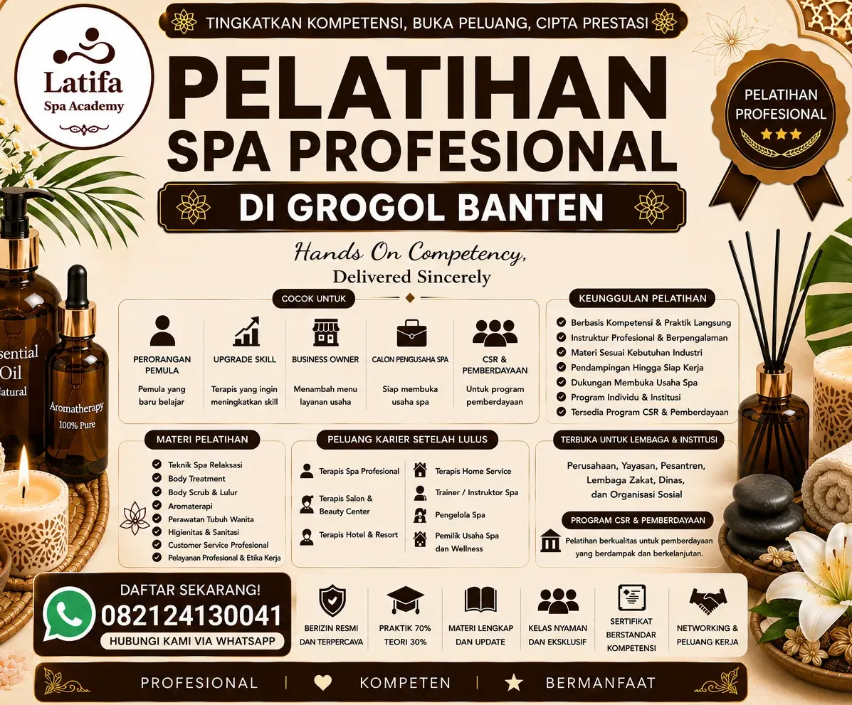 Pelatihan Spa Profesional di Grogol Banten 082124130041